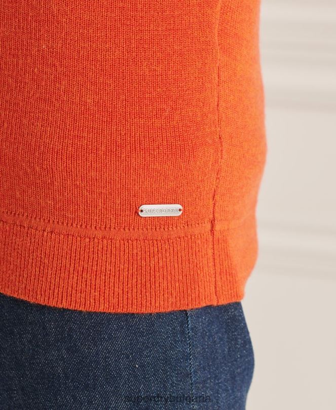 Superdry облекло N00H5288 оранжево мъже studios merino henley jumper