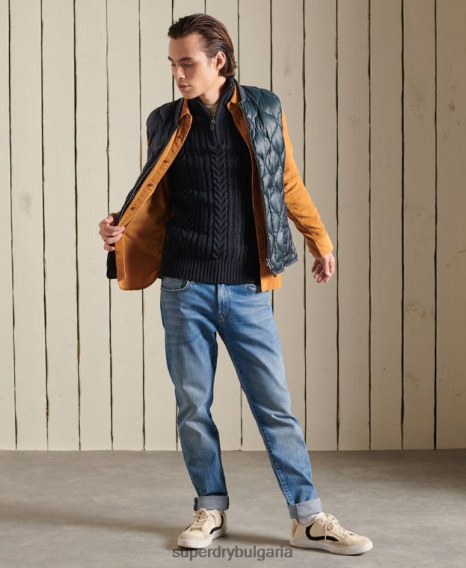 Superdry облекло N00H5289 тъмно синьо мъже Джейкъб Хенли джъмпер