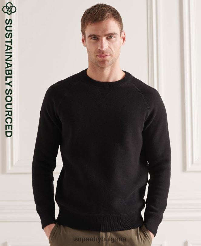 Superdry облекло N00H5290 черен мъже студия есенциален екипаж джъмпер