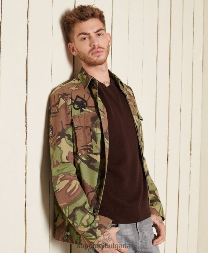 Superdry облекло N00H5292 кафяво мъже лек пуловер от агнешка вълна