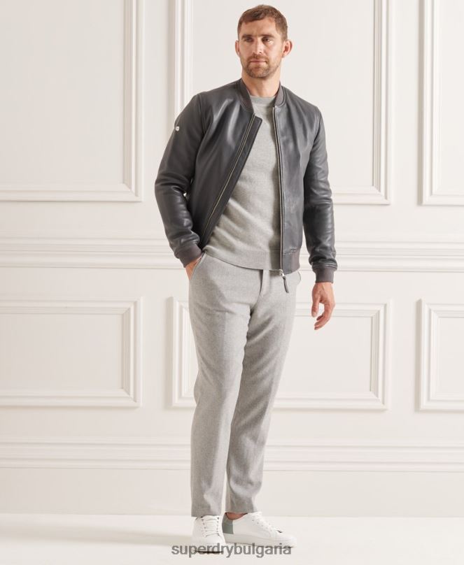 Superdry облекло N00H5293 светло сив мъже студия есенциален екипаж джъмпер