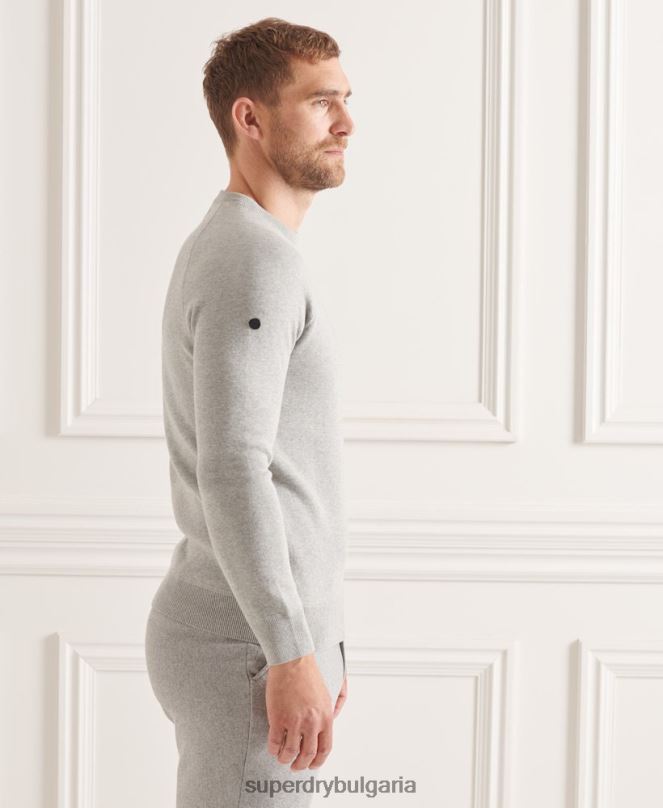 Superdry облекло N00H5293 светло сив мъже студия есенциален екипаж джъмпер