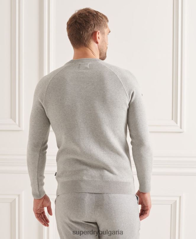 Superdry облекло N00H5293 светло сив мъже студия есенциален екипаж джъмпер