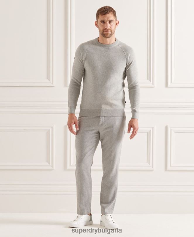 Superdry облекло N00H5293 светло сив мъже студия есенциален екипаж джъмпер