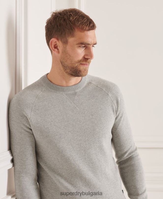 Superdry облекло N00H5293 светло сив мъже студия есенциален екипаж джъмпер