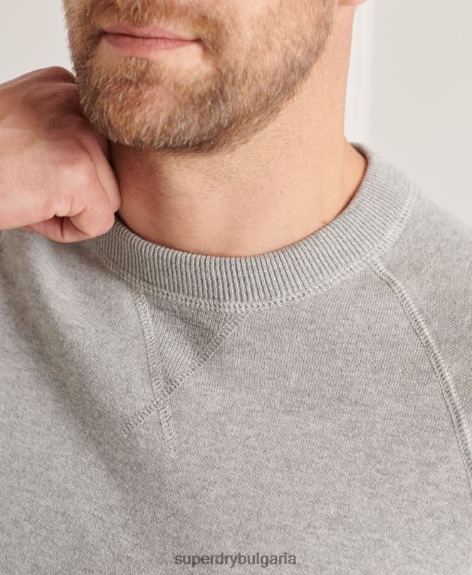 Superdry облекло N00H5293 светло сив мъже студия есенциален екипаж джъмпер