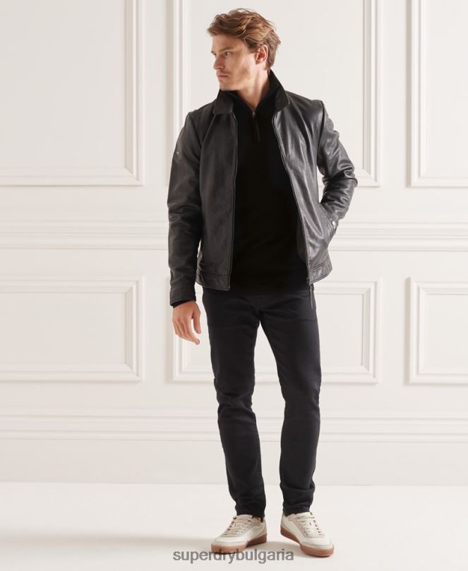 Superdry облекло N00H5294 черен мъже studios merino henley jumper