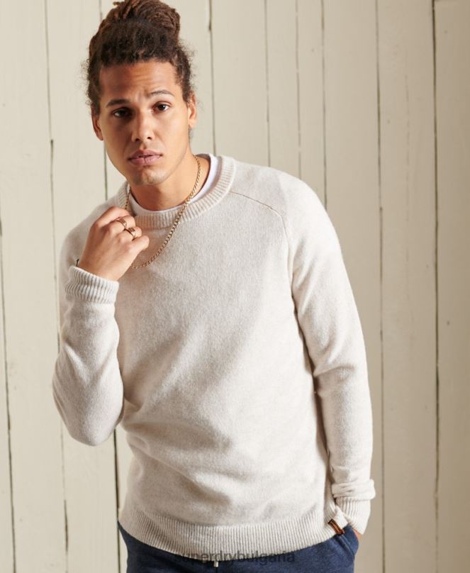 Superdry облекло N00H5295 бяло мъже harlo crew jumper