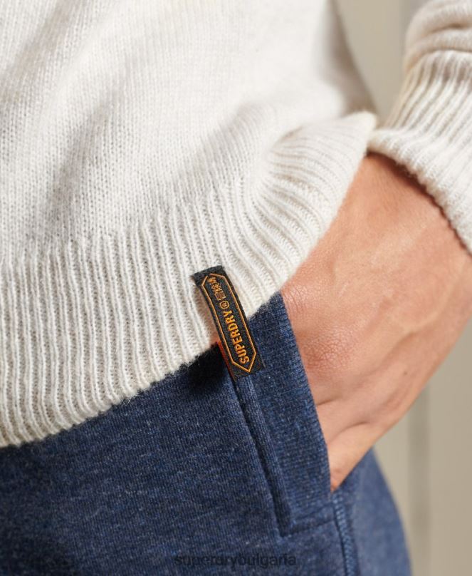 Superdry облекло N00H5295 бяло мъже harlo crew jumper