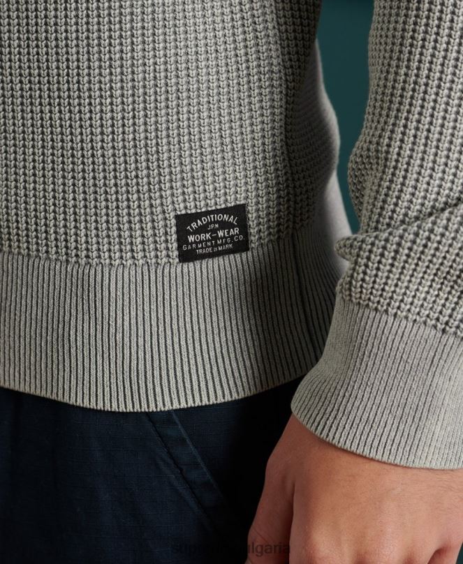 Superdry облекло N00H5296 сиво мъже академичен пуловер с боядисана текстура