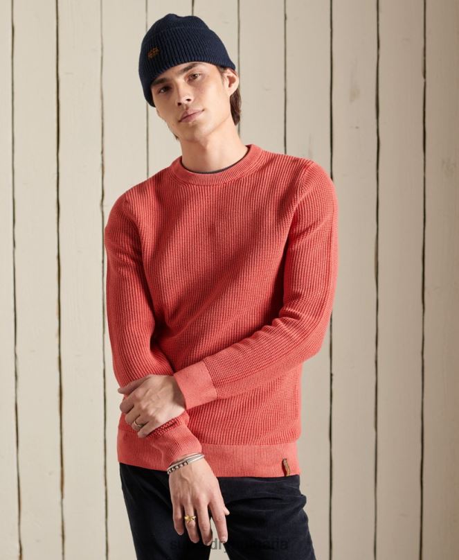 Superdry облекло N00H5300 червен мъже академично боядисан текстуриран пуловер