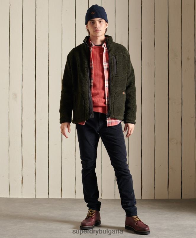 Superdry облекло N00H5300 червен мъже академично боядисан текстуриран пуловер