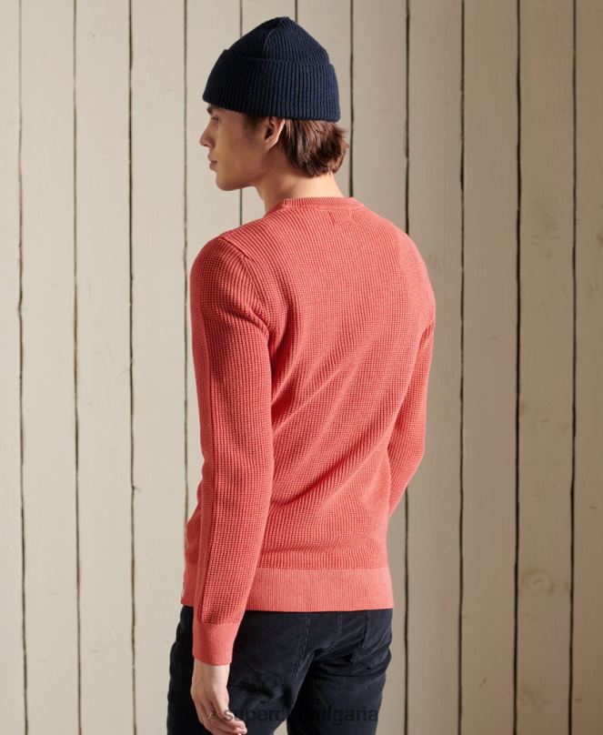 Superdry облекло N00H5300 червен мъже академично боядисан текстуриран пуловер