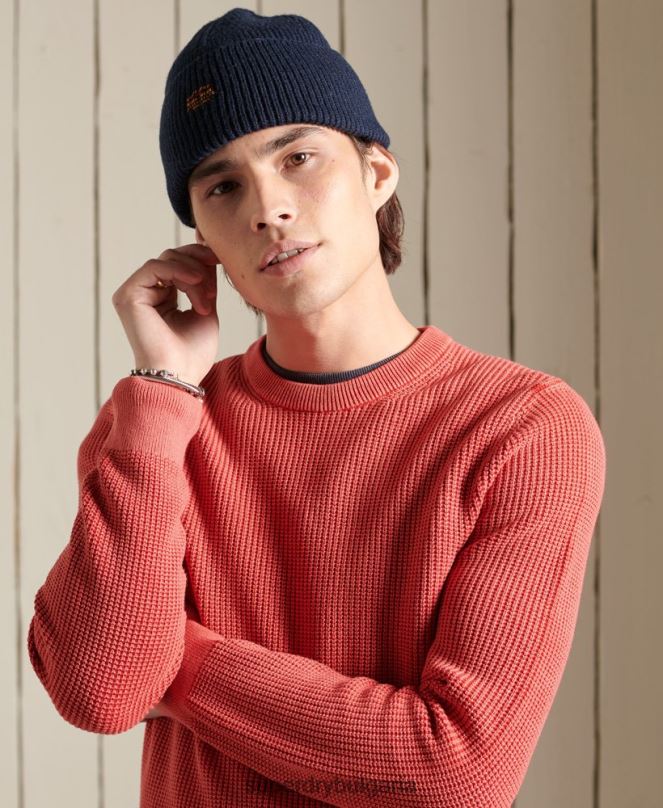 Superdry облекло N00H5300 червен мъже академично боядисан текстуриран пуловер