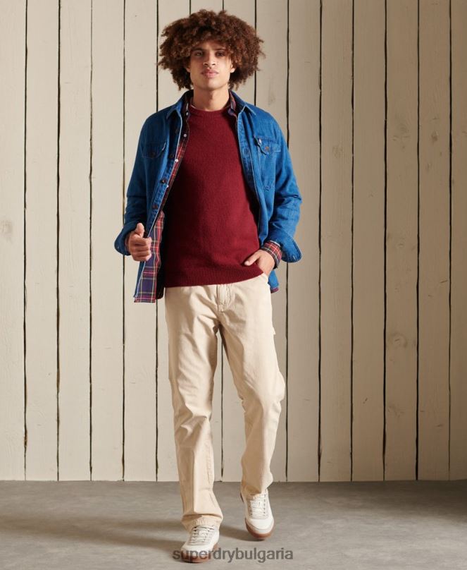 Superdry облекло N00H5302 червен мъже harlo crew jumper