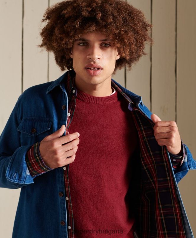 Superdry облекло N00H5302 червен мъже harlo crew jumper