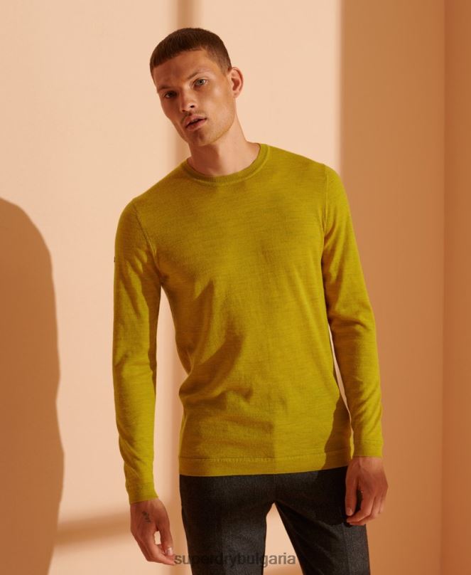 Superdry облекло N00H5303 жълто мъже лек мериносов джъмпер