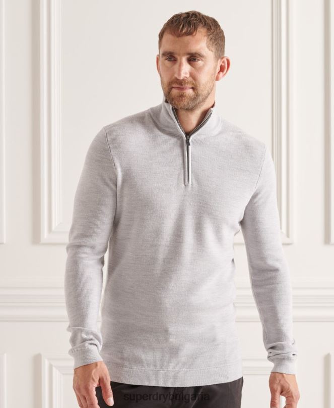 Superdry облекло N00H5305 светло сив мъже studios merino henley jumper