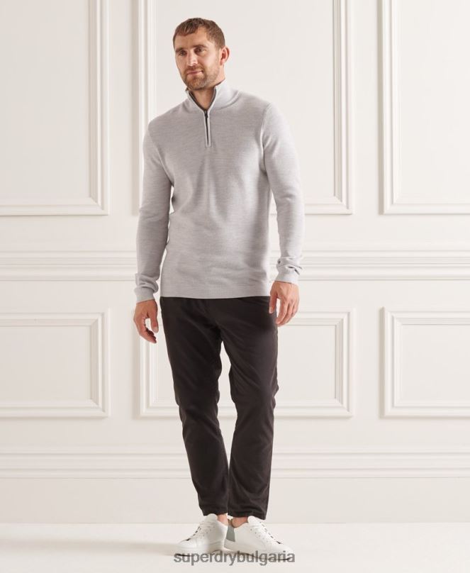 Superdry облекло N00H5305 светло сив мъже studios merino henley jumper