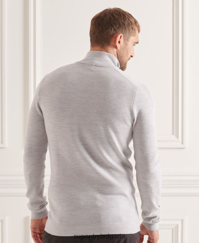 Superdry облекло N00H5305 светло сив мъже studios merino henley jumper