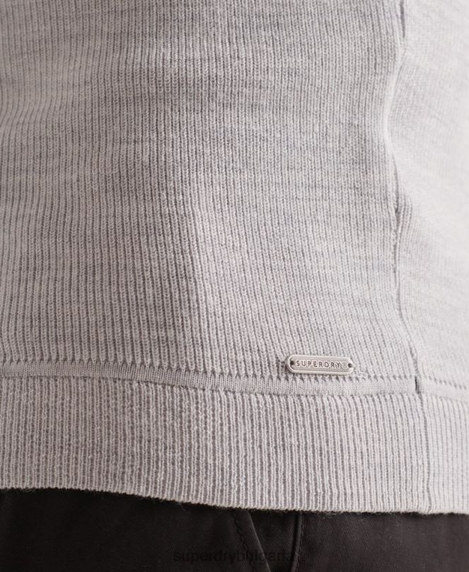 Superdry облекло N00H5305 светло сив мъже studios merino henley jumper