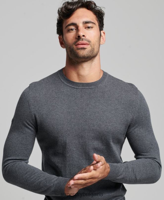 Superdry облекло N00H5306 сиво мъже кашмирен пуловер от органичен памук