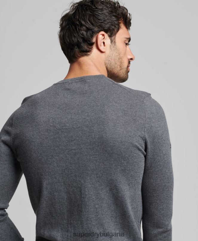 Superdry облекло N00H5306 сиво мъже кашмирен пуловер от органичен памук