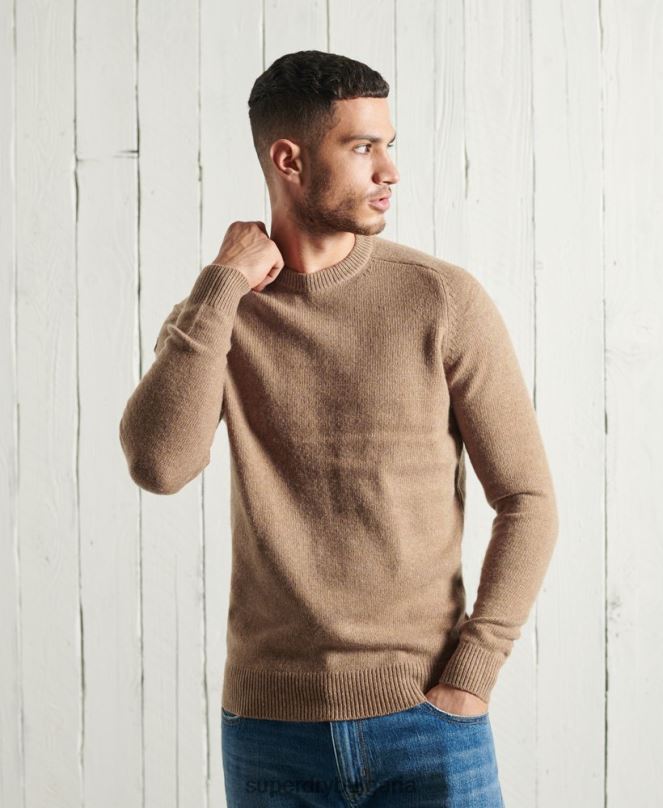 Superdry облекло N00H5307 бежово мъже harlo crew jumper