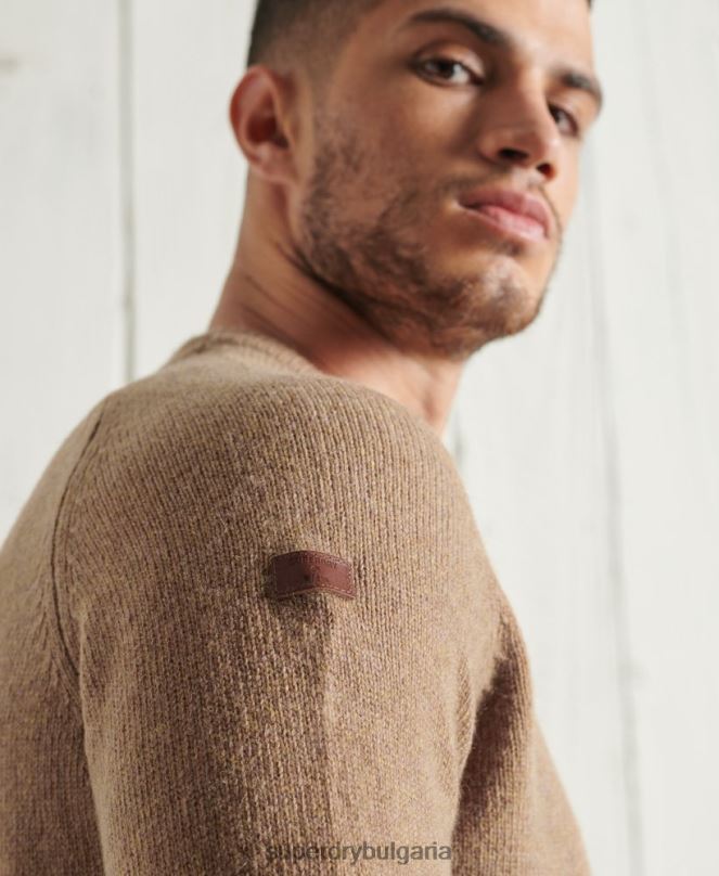 Superdry облекло N00H5307 бежово мъже harlo crew jumper