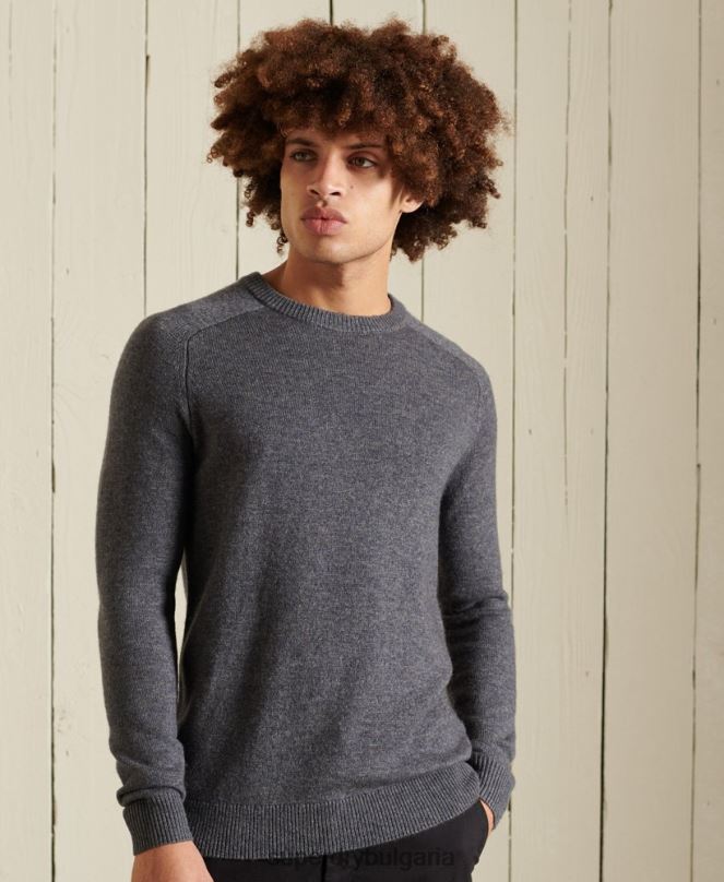 Superdry облекло N00H5309 сиво мъже harlo crew jumper
