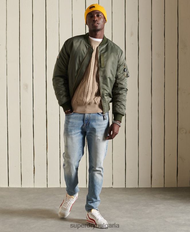 Superdry облекло N00H5313 сметана мъже мозайка за кабелен екипаж