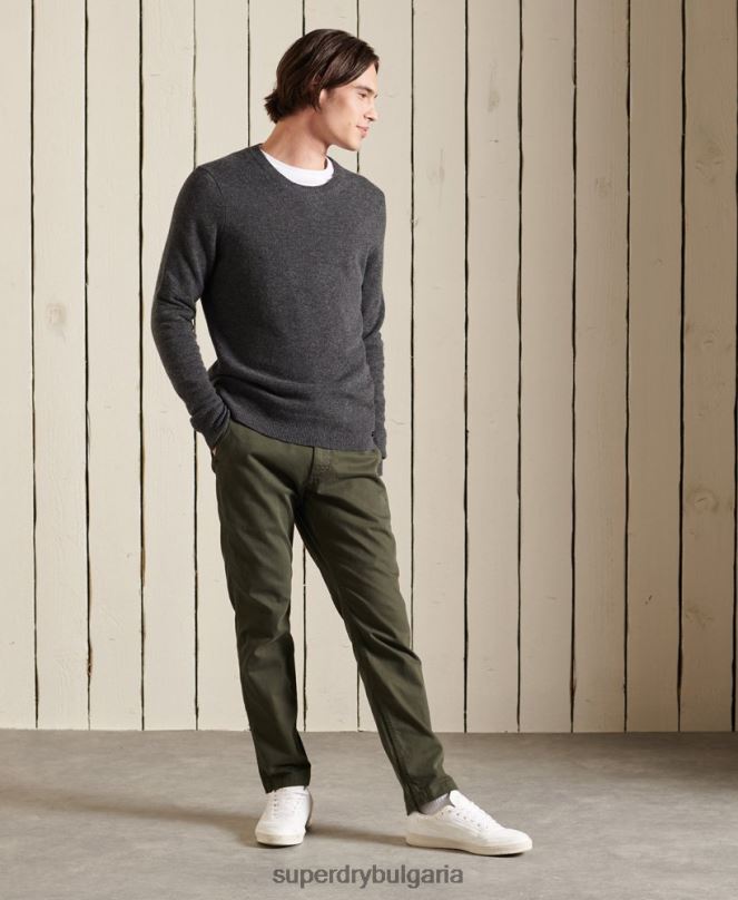 Superdry облекло N00H5314 тъмно сив мъже лек пуловер от агнешка вълна