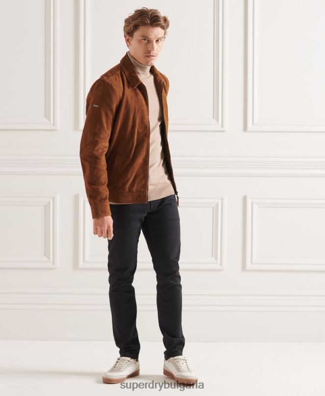 Superdry облекло N00H5319 кафяво мъже studios джъмпър с ролка от агнешка вълна