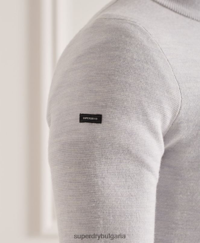 Superdry облекло N00H5320 светло сив мъже мериносов джъмпър