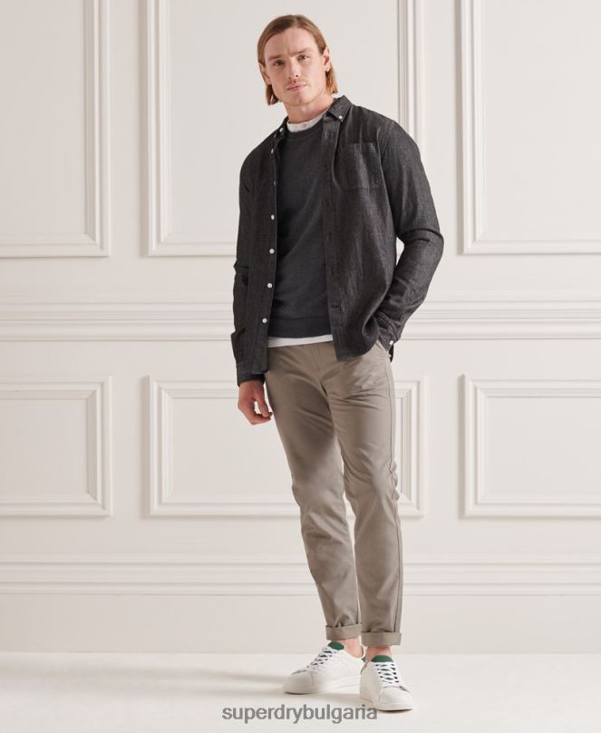 Superdry облекло N00H5321 тъмно сив мъже памучен трикотажен пуловер