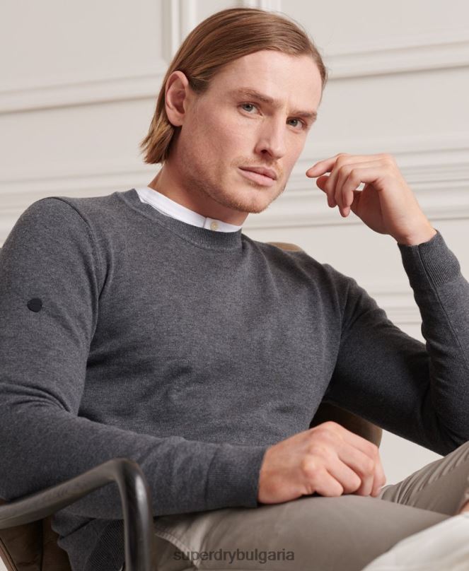 Superdry облекло N00H5321 тъмно сив мъже памучен трикотажен пуловер