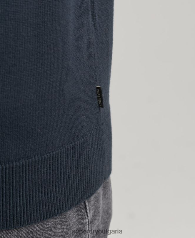 Superdry облекло N00H5322 военноморски флот мъже памучен трикотажен пуловер