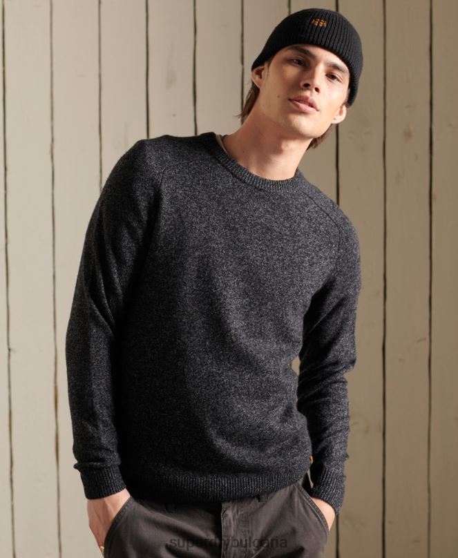 Superdry облекло N00H5326 черен мъже harlo crew jumper