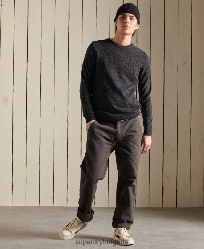 Superdry облекло N00H5326 черен мъже harlo crew jumper