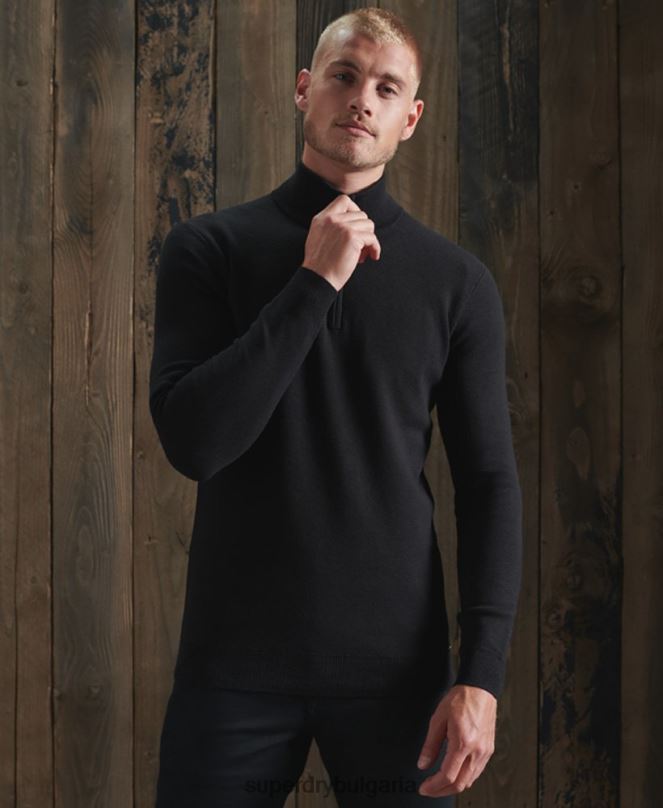 Superdry облекло N00H5331 черен мъже памучен пуловер с оранжев етикет