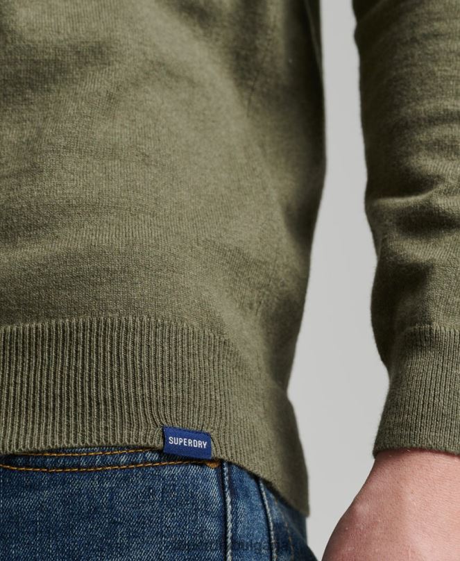 Superdry облекло N00H5333 зелено мъже реколта от органичен памук и смес от кашмир