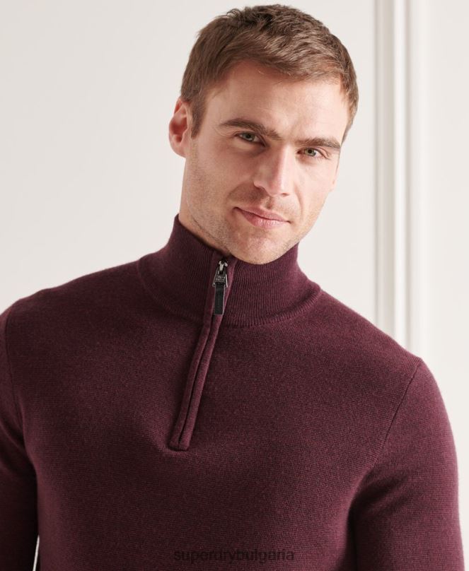 Superdry облекло N00H5339 лилаво мъже мериносов джъмпър