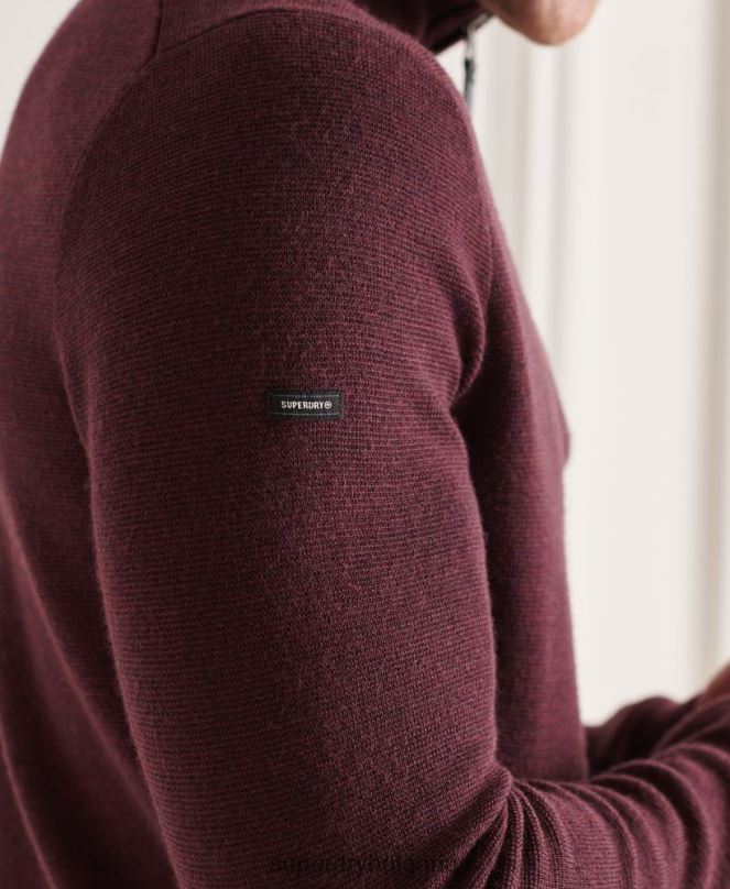Superdry облекло N00H5339 лилаво мъже мериносов джъмпър