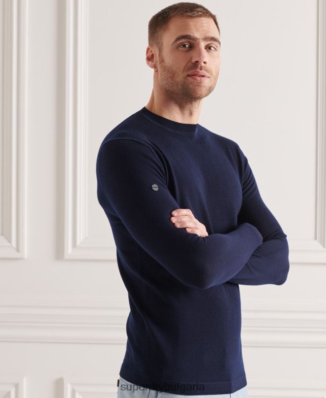 Superdry облекло N00H5342 военноморски флот мъже лек мериносов джъмпер