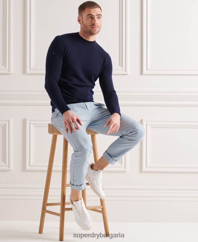 Superdry облекло N00H5342 военноморски флот мъже лек мериносов джъмпер