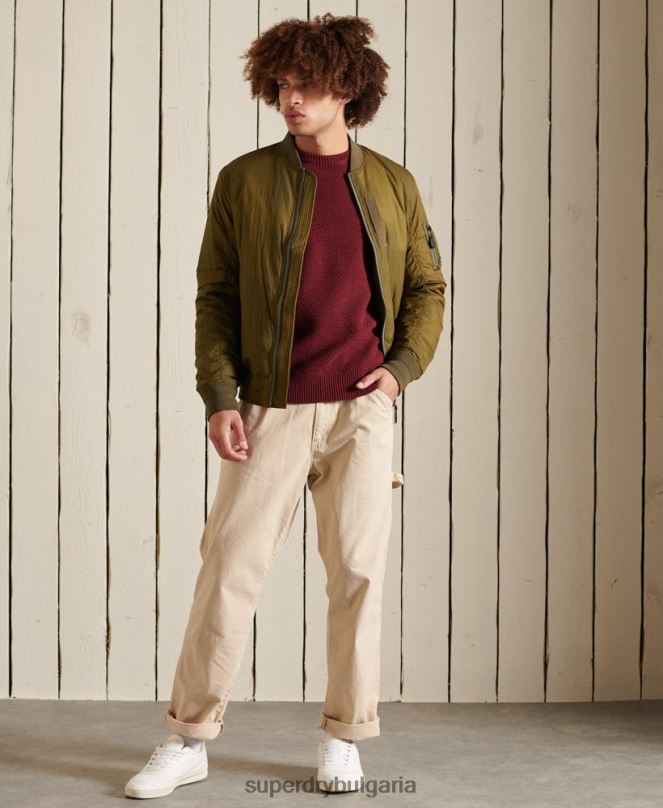 Superdry облекло N00H5343 червен мъже текстуриран усукан пуловер
