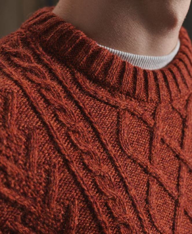 Superdry облекло N00H5348 оранжево мъже jacob cable crew jumper
