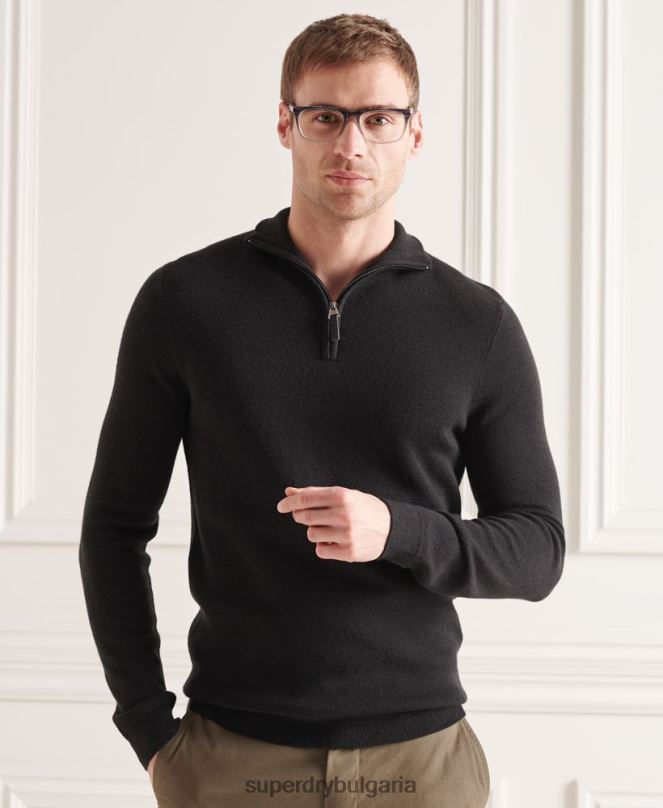 Superdry облекло N00H5349 черен мъже мериносов джъмпър