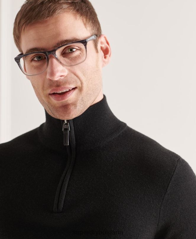 Superdry облекло N00H5349 черен мъже мериносов джъмпър