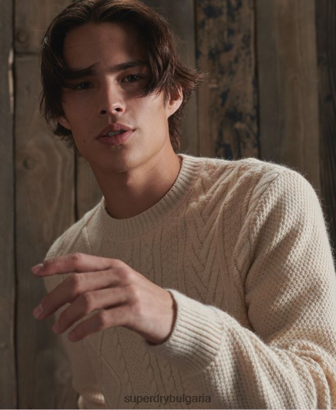 Superdry облекло N00H5351 бяло мъже лимитирана серия сух рибарски пуловер
